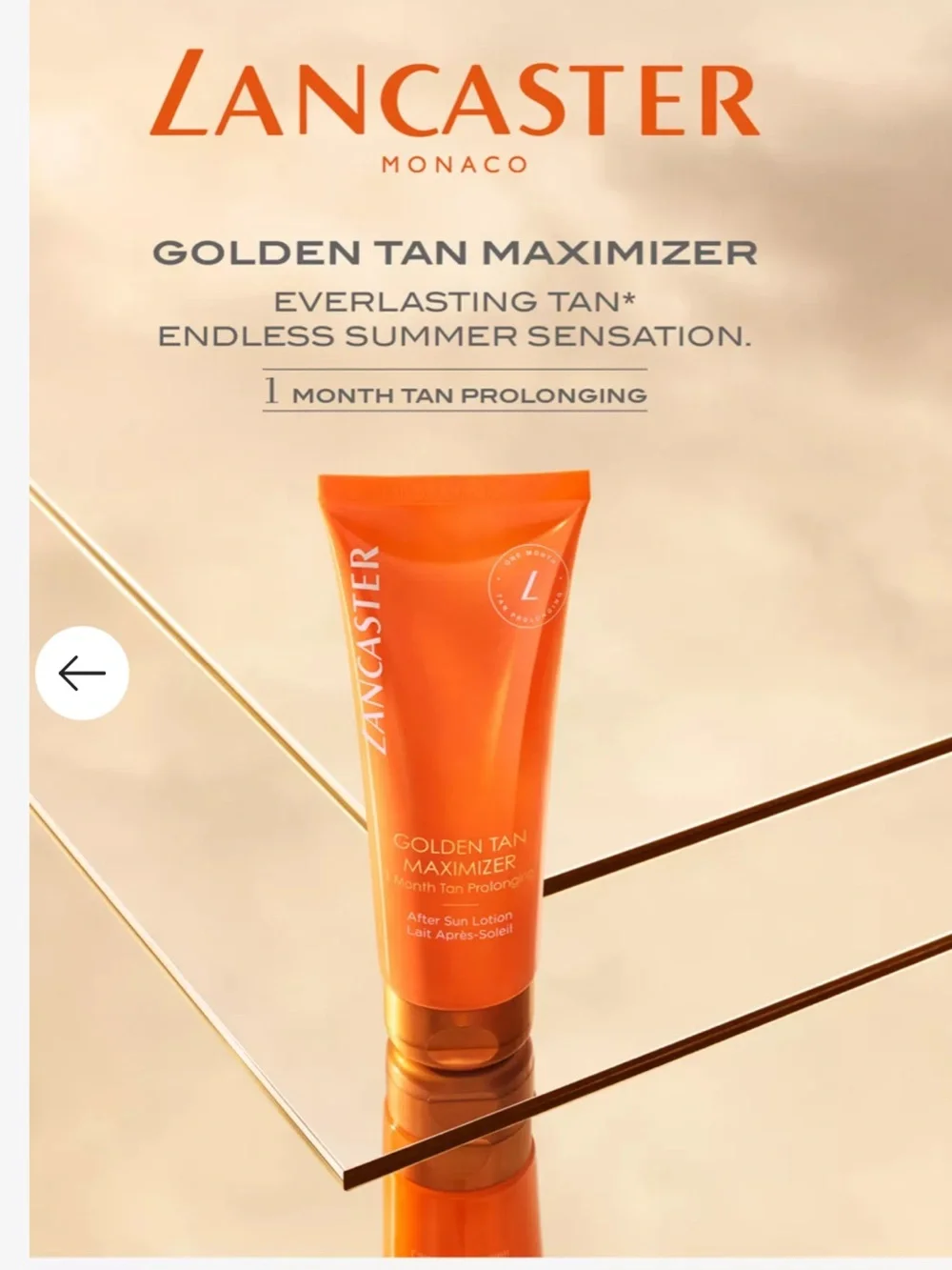 Lancaster Golden Tan Maximiser after-sun lotion Travel Size